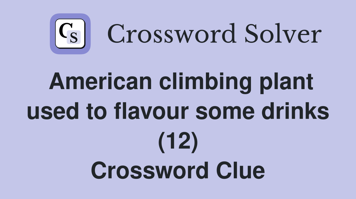 American climbing plant used to flavour some drinks (12) Crossword